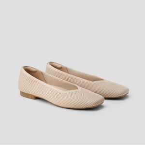 Vivaia Square-Toe V-Cut Flats (Margot 2.0) | Almond | Size 10W
